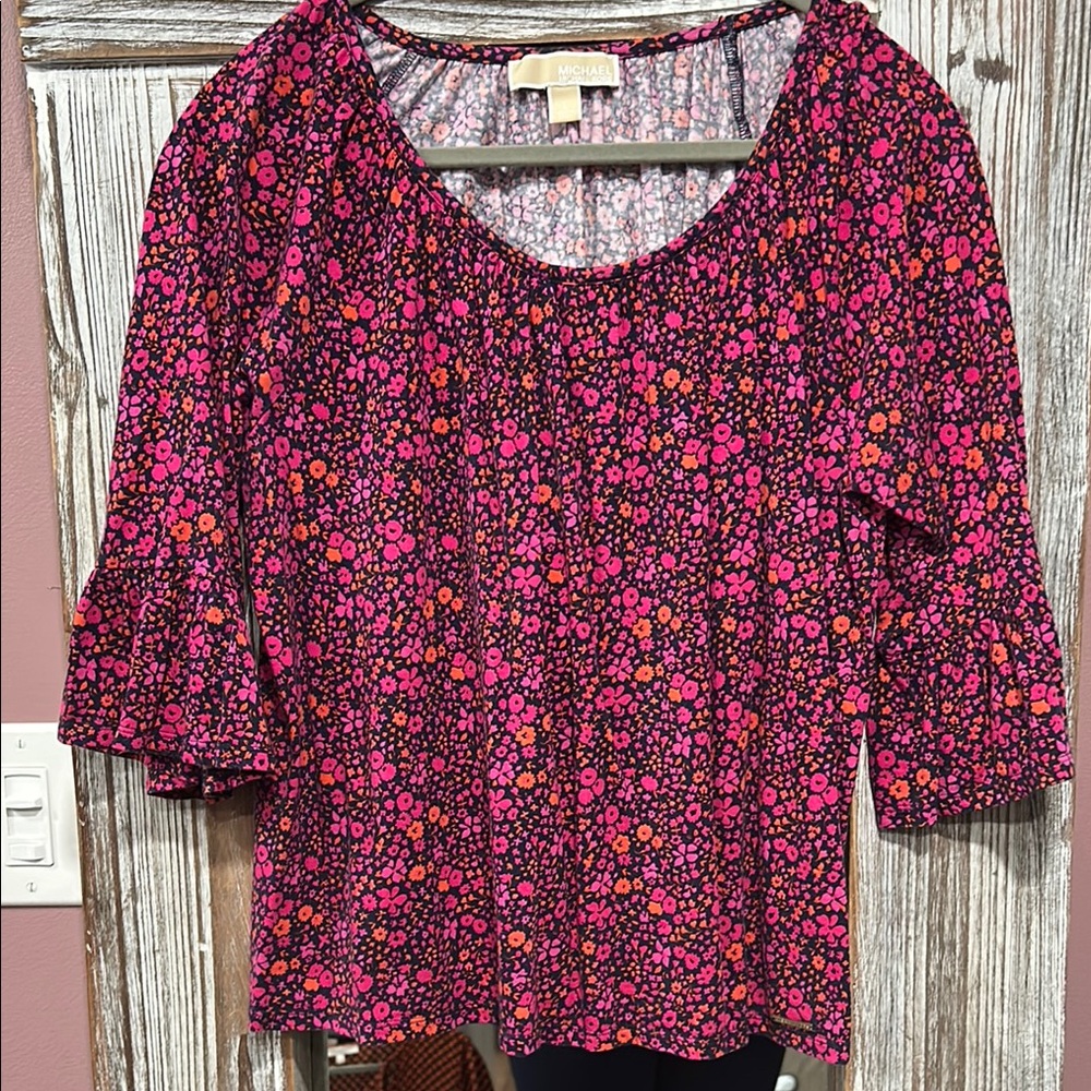Michael Kors Pink and Orange Floral Blouse